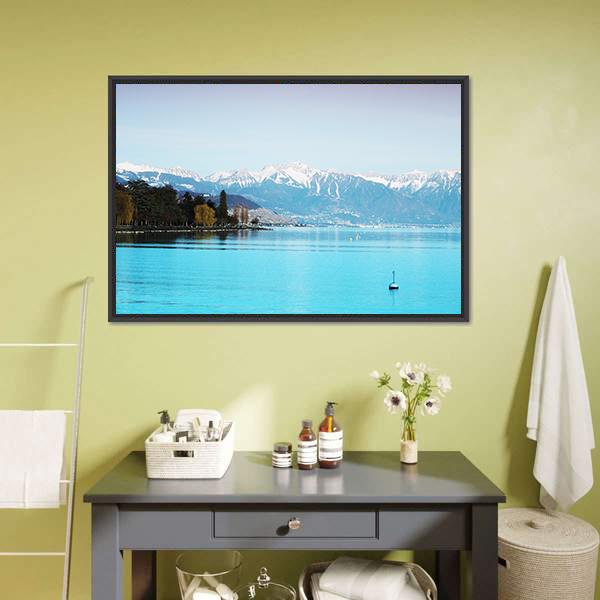 Geneva Lake Canvas Wall Art-1 Piece-Floating Frame-24" x 16"-Tiaracle