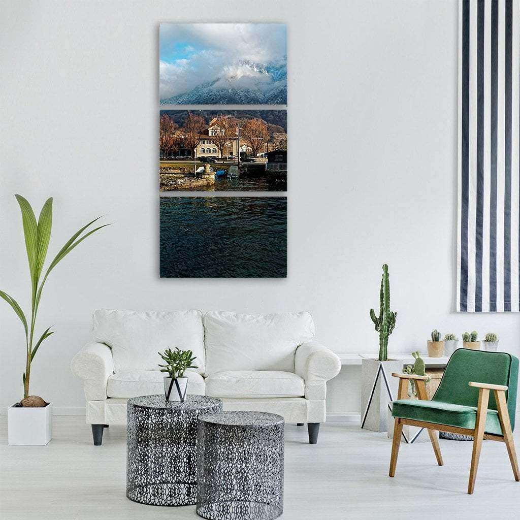 Geneva Lake Switzerland Vertical Canvas Wall Art-3 Vertical-Gallery Wrap-12" x 25"-Tiaracle