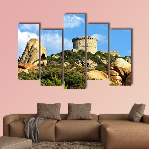 Genoese Tower In Corsica Canvas Wall Art-5 Pop-Gallery Wrap-47" x 32"-Tiaracle