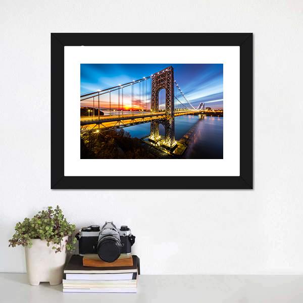 George Washington Bridge Canvas Wall Art-1 Piece-Framed Print-20" x 16"-Tiaracle