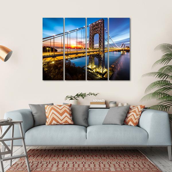 George Washington Bridge Canvas Wall Art-4 Horizontal-Gallery Wrap-34" x 24"-Tiaracle