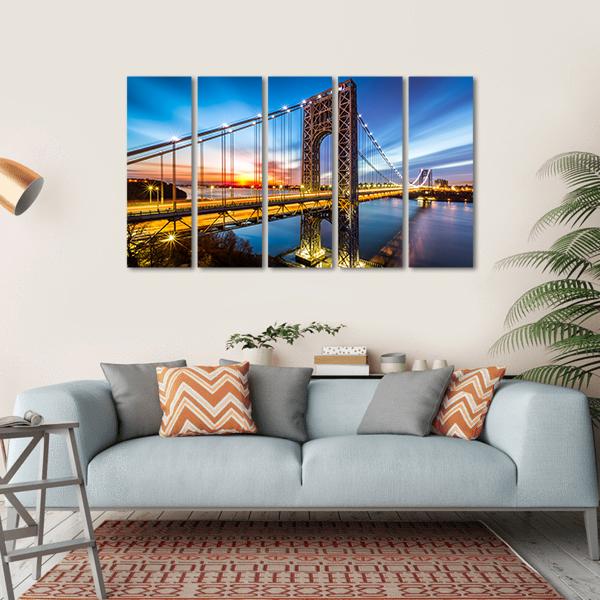 George Washington Bridge Canvas Wall Art-5 Horizontal-Gallery Wrap-22" x 12"-Tiaracle