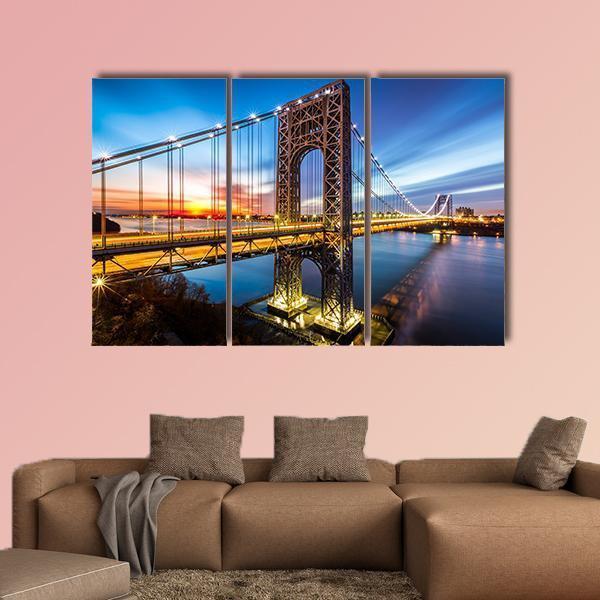 George Washington Bridge Canvas Wall Art-3 Horizontal-Gallery Wrap-37" x 24"-Tiaracle