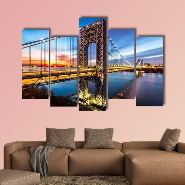 George Washington Bridge Canvas Wall Art-5 Pop-Gallery Wrap-47" x 32"-Tiaracle