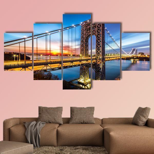 George Washington Bridge Canvas Wall Art-5 Star-Gallery Wrap-62" x 32"-Tiaracle