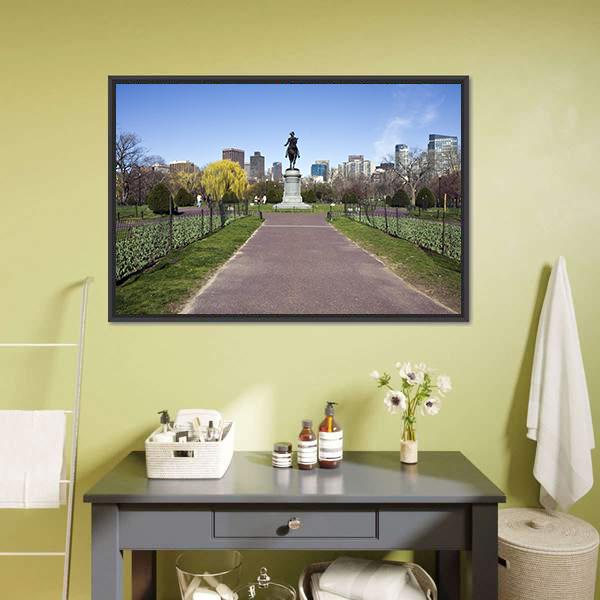 George Washington Statue Canvas Wall Art-1 Piece-Floating Frame-24" x 16"-Tiaracle