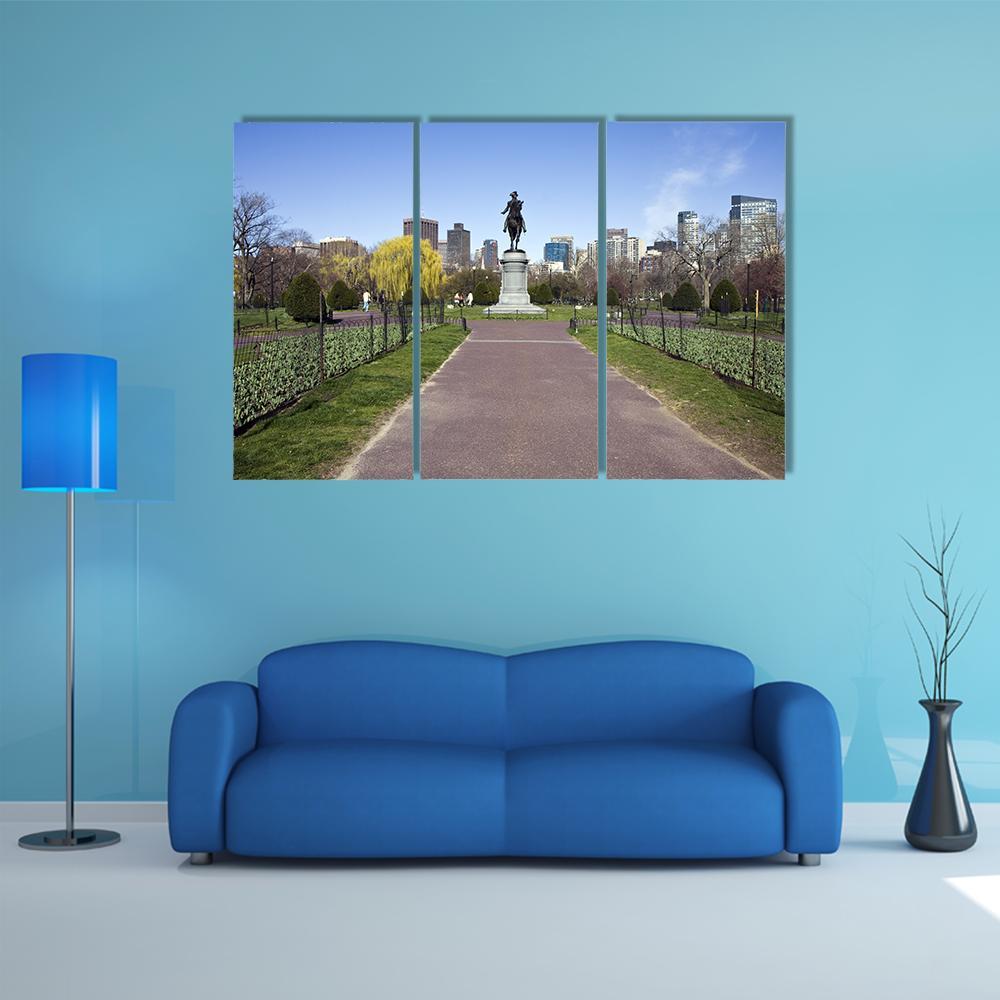 George Washington Statue Canvas Wall Art-3 Horizontal-Gallery Wrap-37" x 24"-Tiaracle