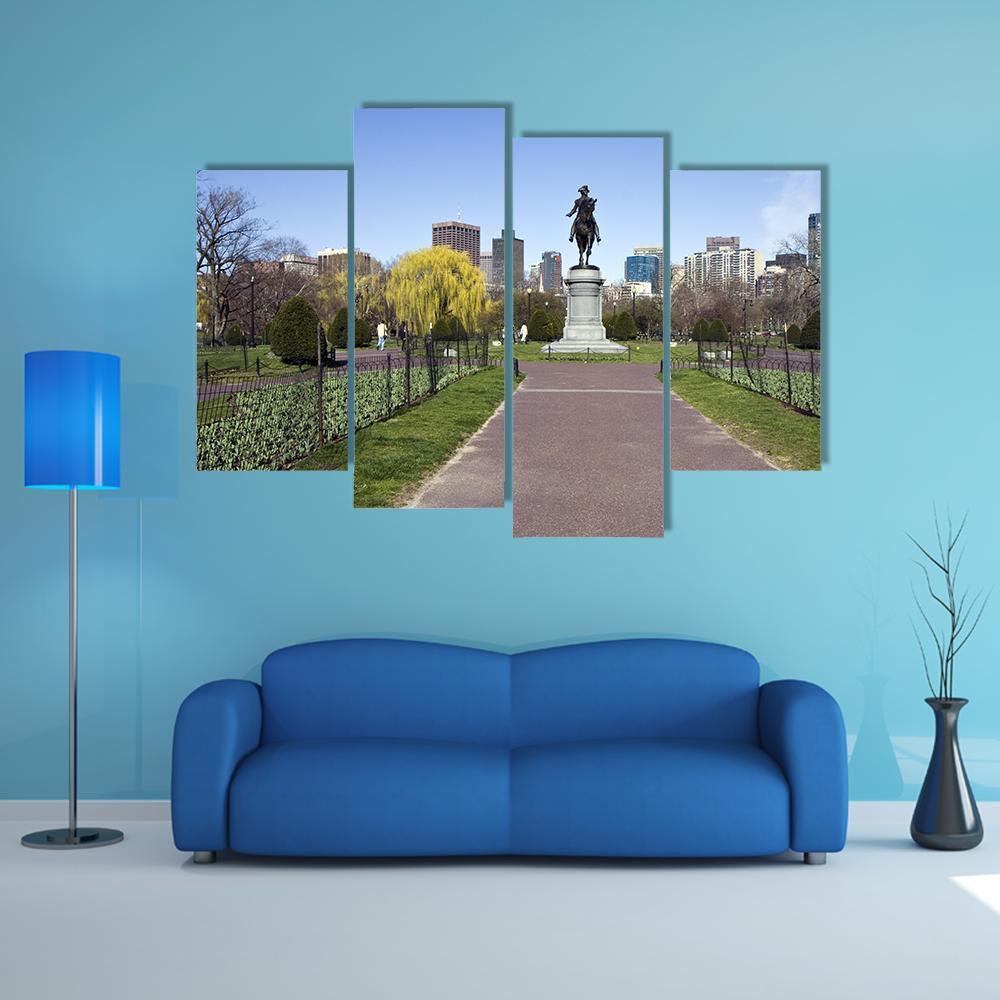 George Washington Statue Canvas Wall Art-4 Pop-Gallery Wrap-50" x 32"-Tiaracle