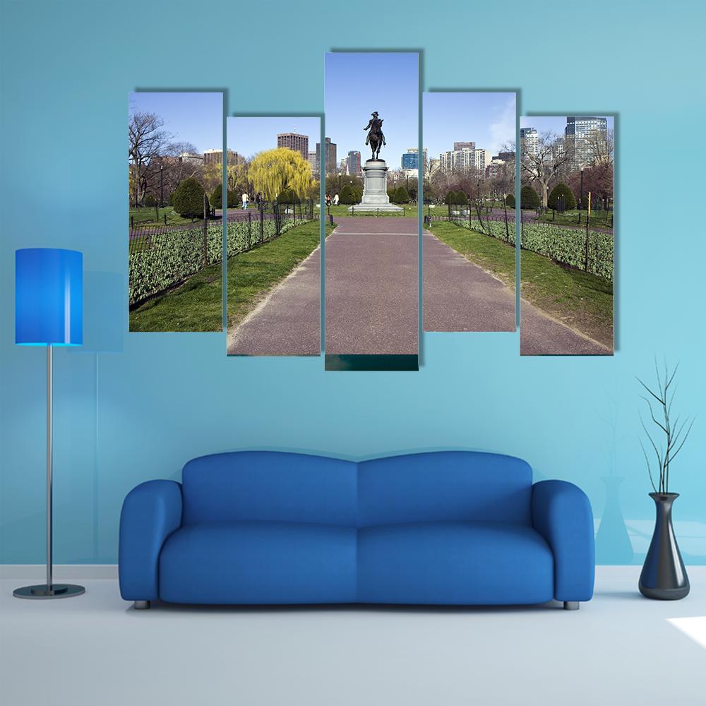 George Washington Statue Canvas Wall Art-5 Pop-Gallery Wrap-47" x 32"-Tiaracle