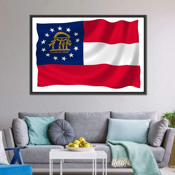 Georgia State Flag Canvas Wall Art-3 Horizontal-Gallery Wrap-25" x 16"-Tiaracle