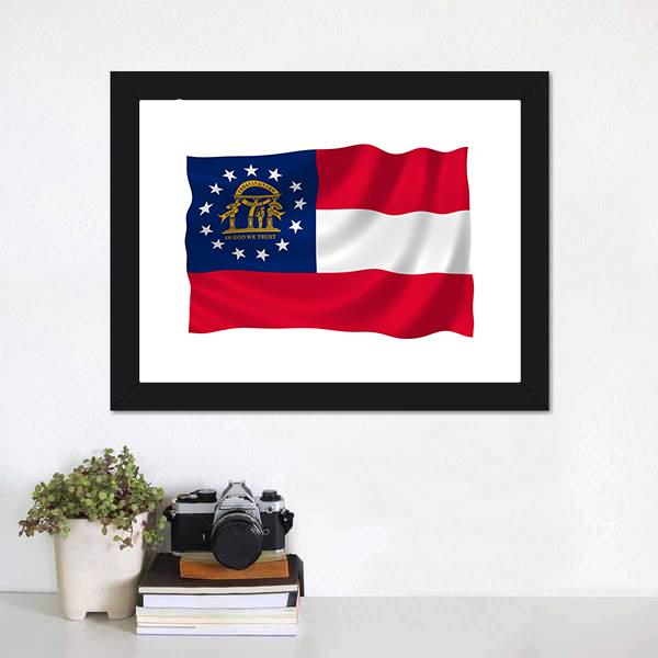 Georgia State Flag Canvas Wall Art-1 Piece-Framed Print-20" x 16"-Tiaracle