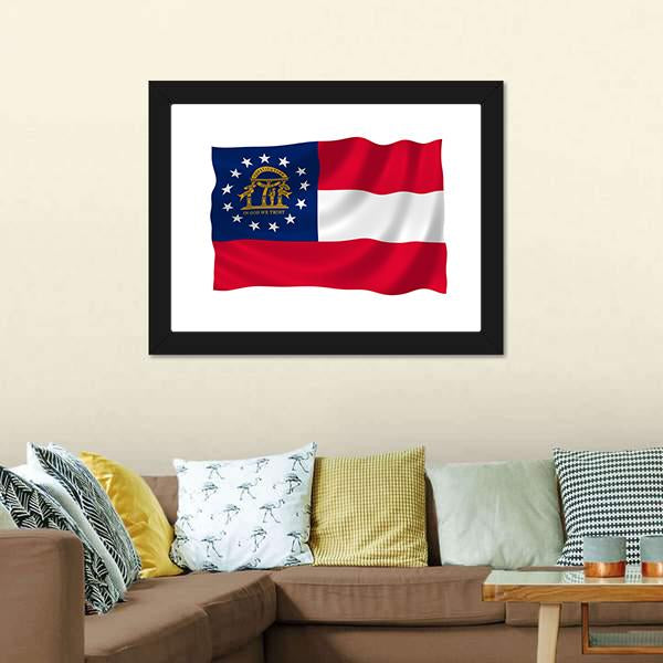 Georgia State Flag Canvas Wall Art-3 Horizontal-Gallery Wrap-25" x 16"-Tiaracle