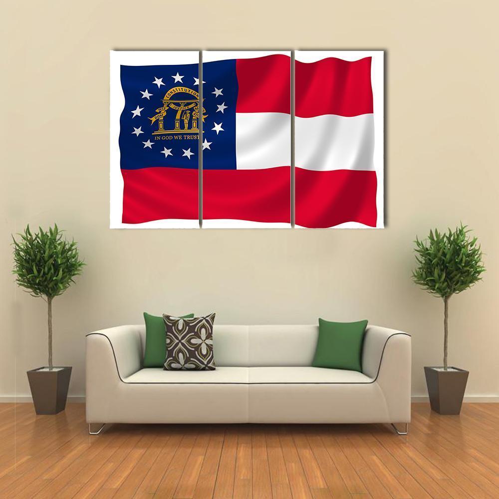 Georgia State Flag Canvas Wall Art-3 Horizontal-Gallery Wrap-37" x 24"-Tiaracle
