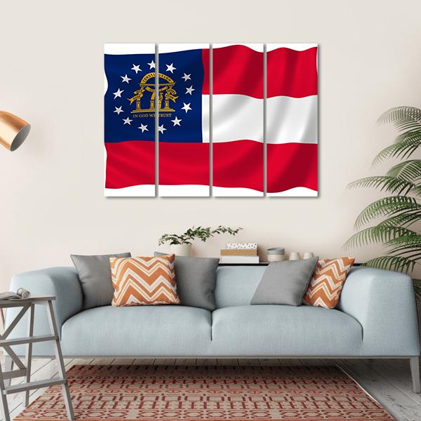 Georgia State Flag Canvas Wall Art-4 Horizontal-Gallery Wrap-34" x 24"-Tiaracle