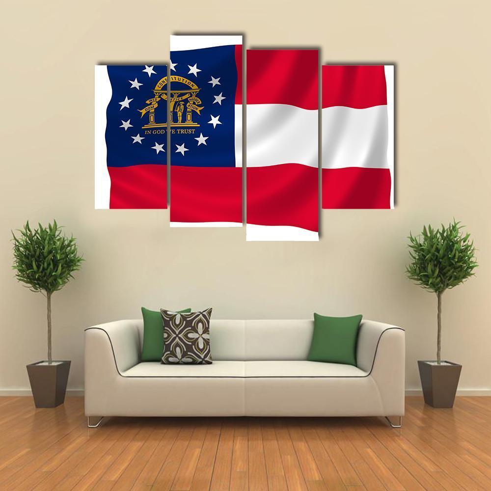 Georgia State Flag Canvas Wall Art-4 Pop-Gallery Wrap-50" x 32"-Tiaracle