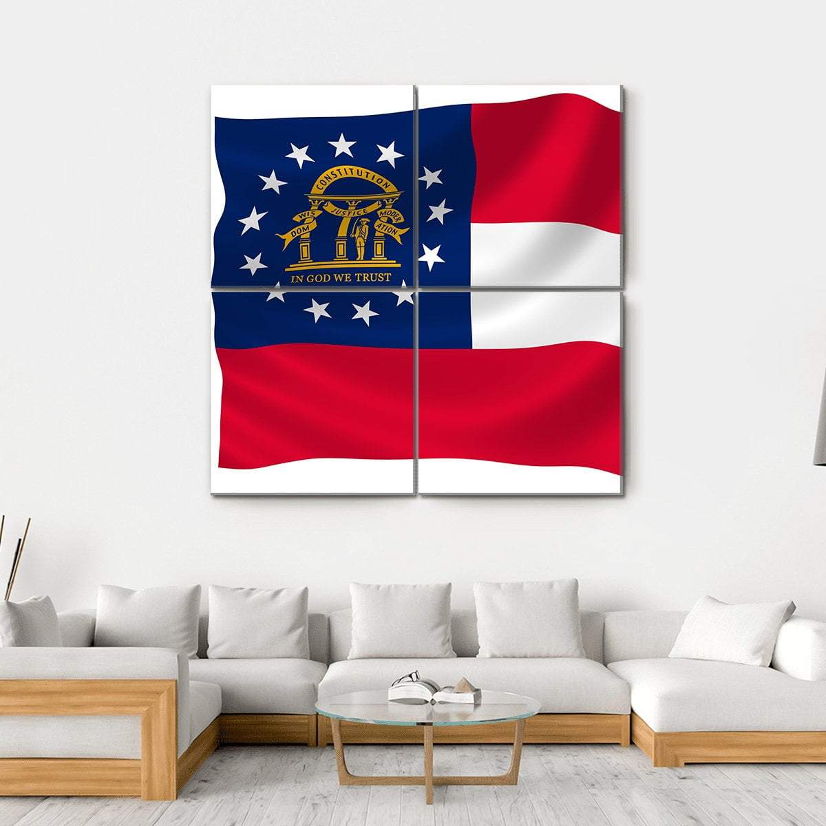 Georgia State Flag Canvas Wall Art-4 Square-Gallery Wrap-17" x 17"-Tiaracle