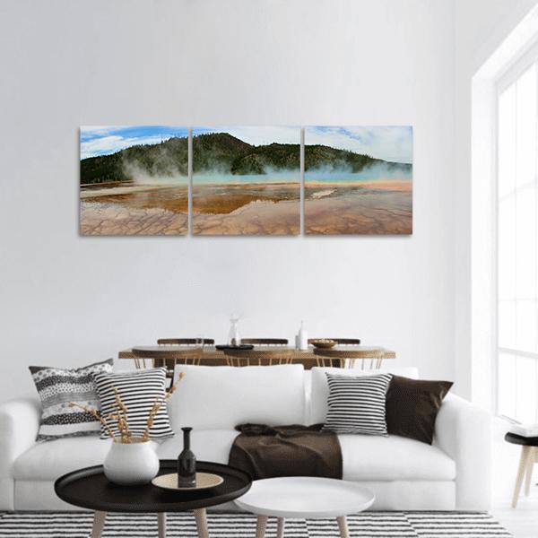 Geothermal Energy Concept Panoramic Canvas Wall Art-3 Piece-25" x 08"-Tiaracle