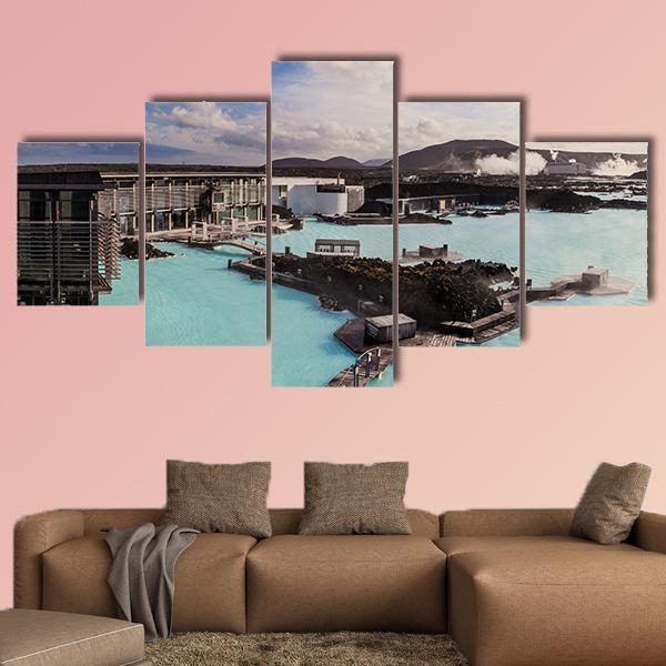 Geothermal Pool In Iceland Canvas Wall Art-5 Star-Gallery Wrap-62" x 32"-Tiaracle