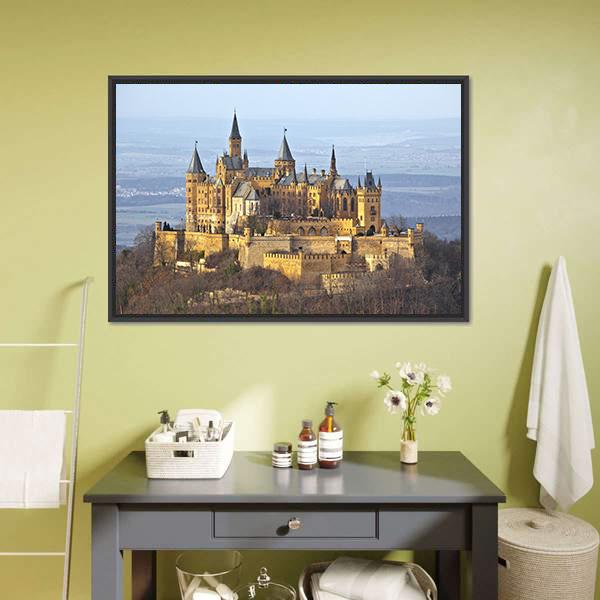 German Castle Hohenzollern Canvas Wall Art-1 Piece-Floating Frame-24" x 16"-Tiaracle