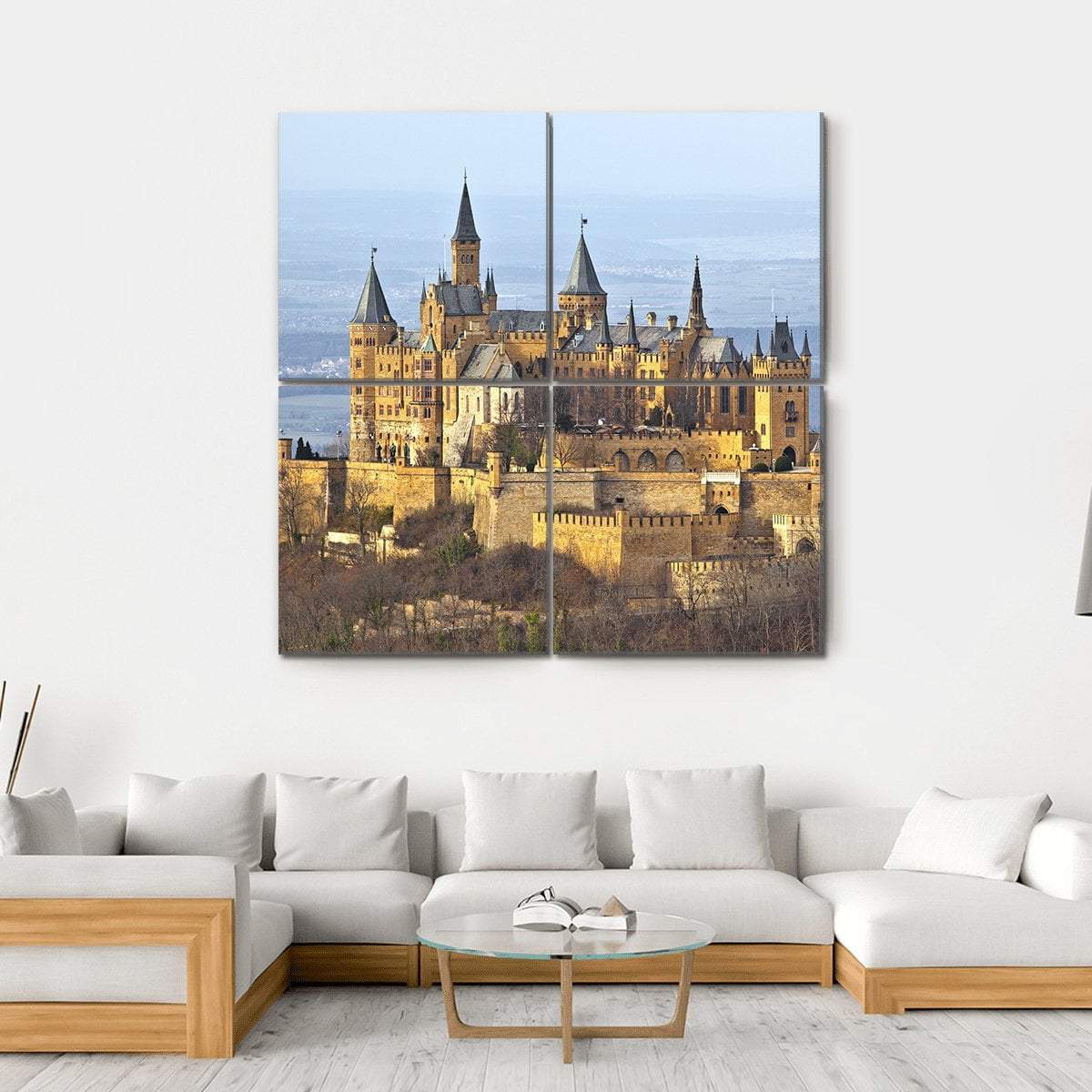 German Castle Hohenzollern Canvas Wall Art-4 Square-Gallery Wrap-17" x 17"-Tiaracle