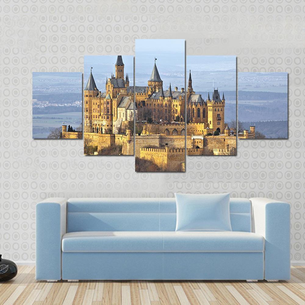 German Castle Hohenzollern Canvas Wall Art-5 Star-Gallery Wrap-62" x 32"-Tiaracle