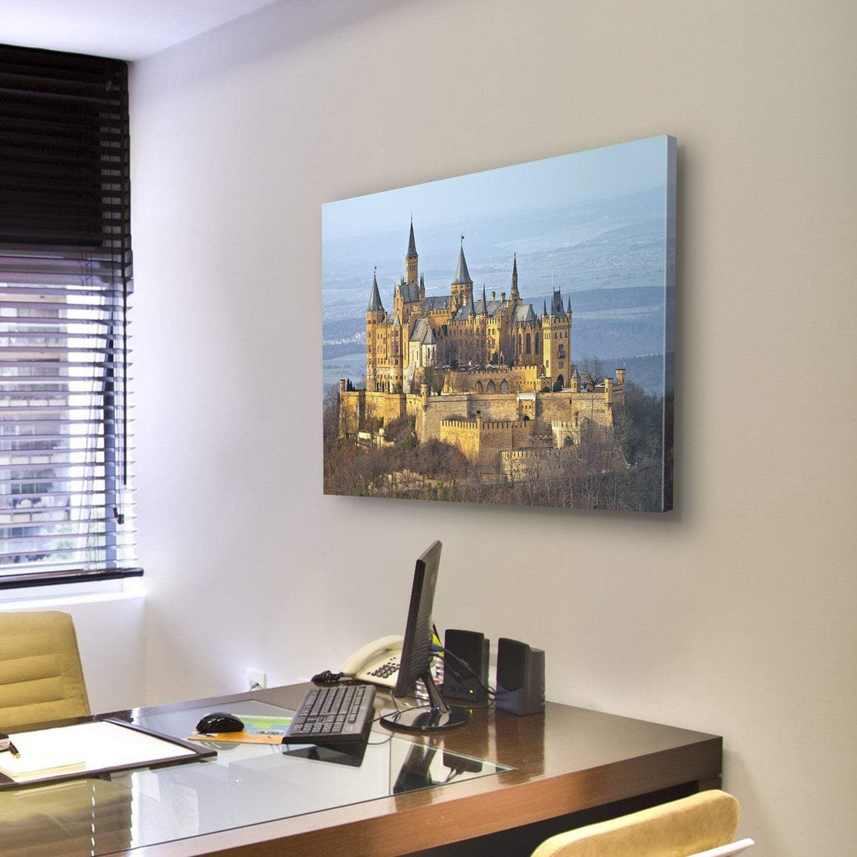 German Castle Hohenzollern Canvas Wall Art-3 Horizontal-Gallery Wrap-25" x 16"-Tiaracle