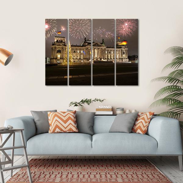 German Parliament In Berlin Canvas Wall Art-4 Horizontal-Gallery Wrap-34" x 24"-Tiaracle