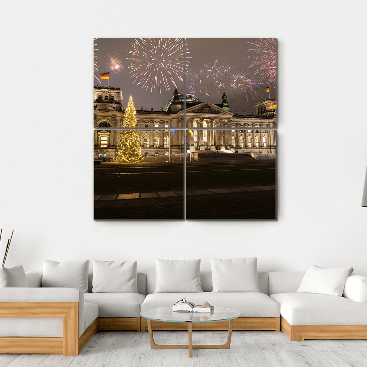 German Parliament In Berlin Canvas Wall Art-4 Square-Gallery Wrap-17" x 17"-Tiaracle