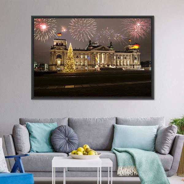 German Parliament In Berlin Canvas Wall Art-3 Horizontal-Gallery Wrap-25" x 16"-Tiaracle