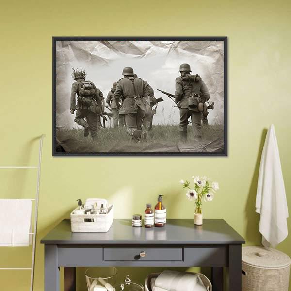 German Soldiers WW2 Reenacting Canvas Wall Art-1 Piece-Floating Frame-24&quot; x 16&quot;-Tiaracle