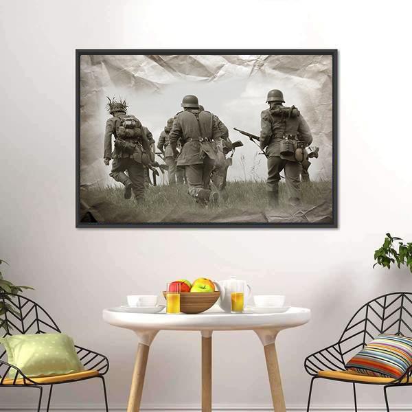 German Soldiers WW2 Reenacting Canvas Wall Art-3 Horizontal-Gallery Wrap-25&quot; x 16&quot;-Tiaracle