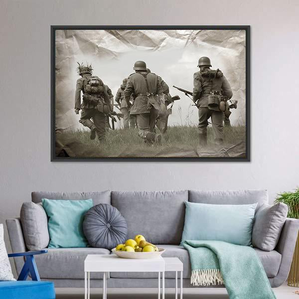 German Soldiers WW2 Reenacting Canvas Wall Art-5 Horizontal-Gallery Wrap-22" x 12"-Tiaracle