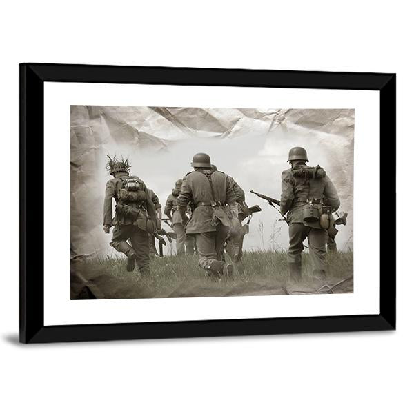 German Soldiers WW2 Reenacting Canvas Wall Art-5 Horizontal-Gallery Wrap-22" x 12"-Tiaracle