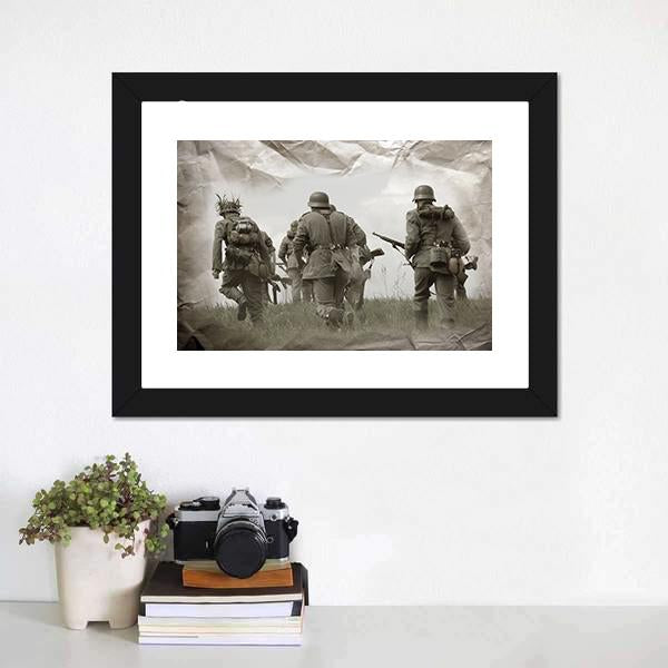 German Soldiers WW2 Reenacting Canvas Wall Art-1 Piece-Framed Print-20&quot; x 16&quot;-Tiaracle