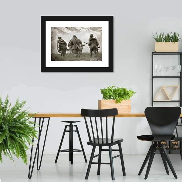German Soldiers WW2 Reenacting Canvas Wall Art-5 Horizontal-Gallery Wrap-22" x 12"-Tiaracle