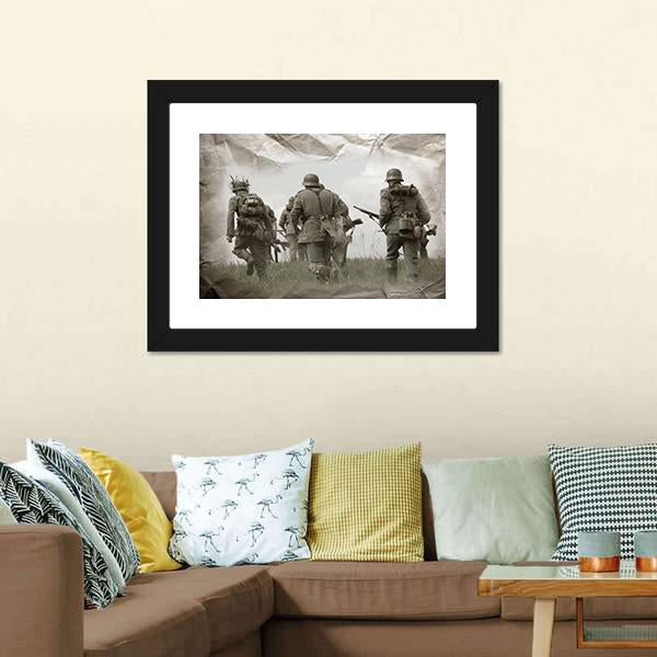 German Soldiers WW2 Reenacting Canvas Wall Art-5 Horizontal-Gallery Wrap-22" x 12"-Tiaracle