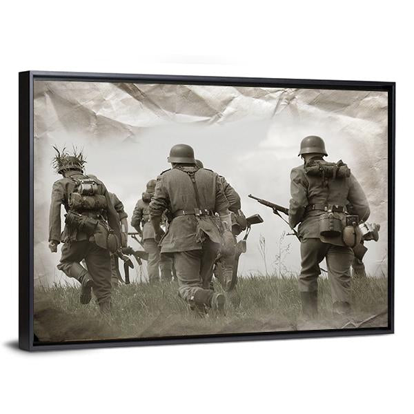 German Soldiers WW2 Reenacting Canvas Wall Art-5 Horizontal-Gallery Wrap-22" x 12"-Tiaracle