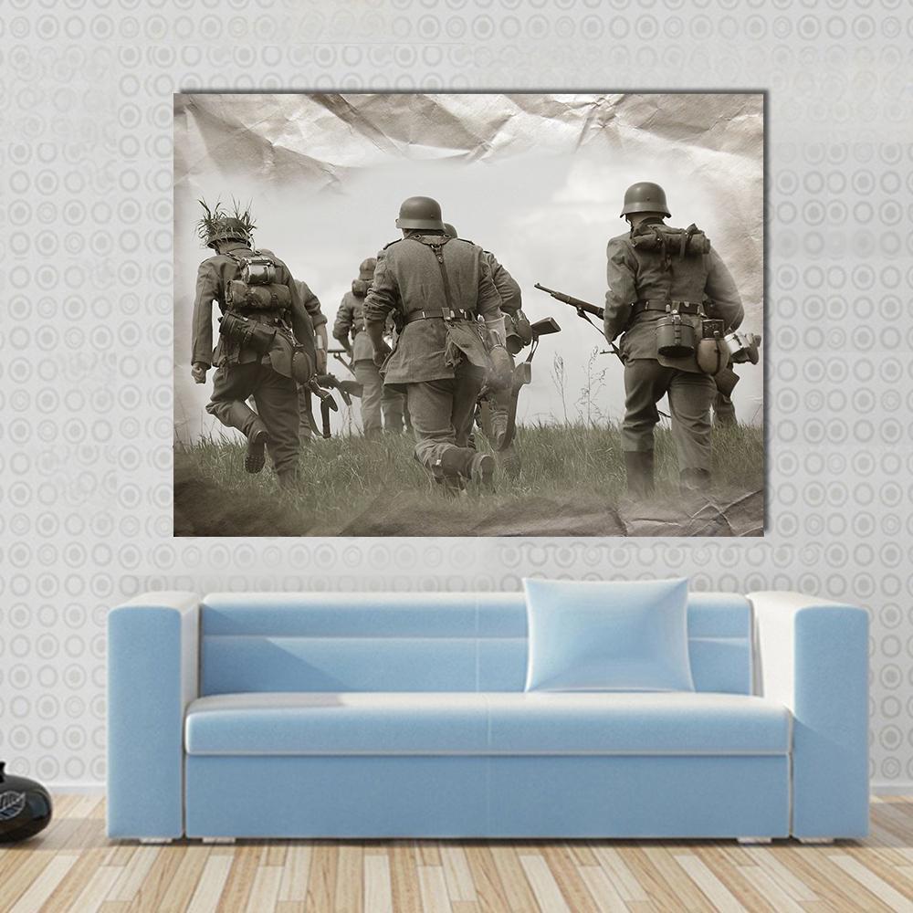 German Soldiers WW2 Reenacting Canvas Wall Art-1 Piece-Gallery Wrap-36" x 24"-Tiaracle