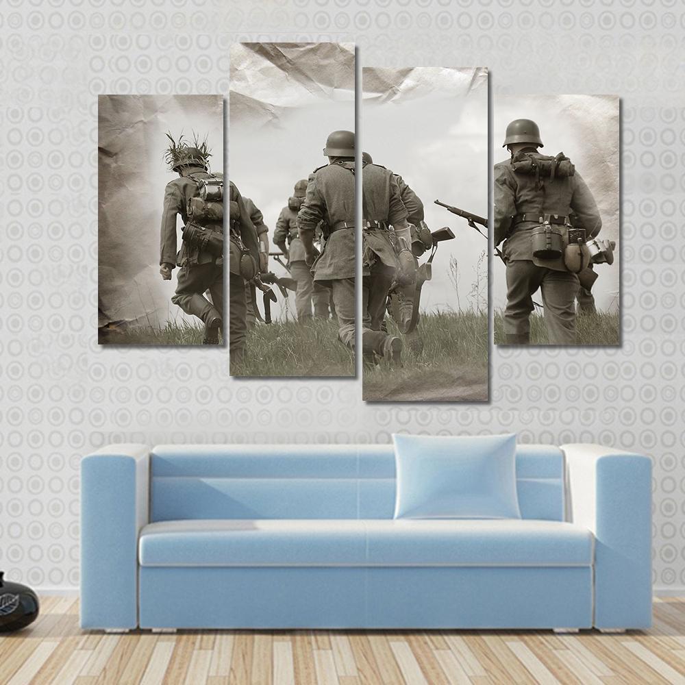 German Soldiers WW2 Reenacting Canvas Wall Art-4 Pop-Gallery Wrap-50" x 32"-Tiaracle