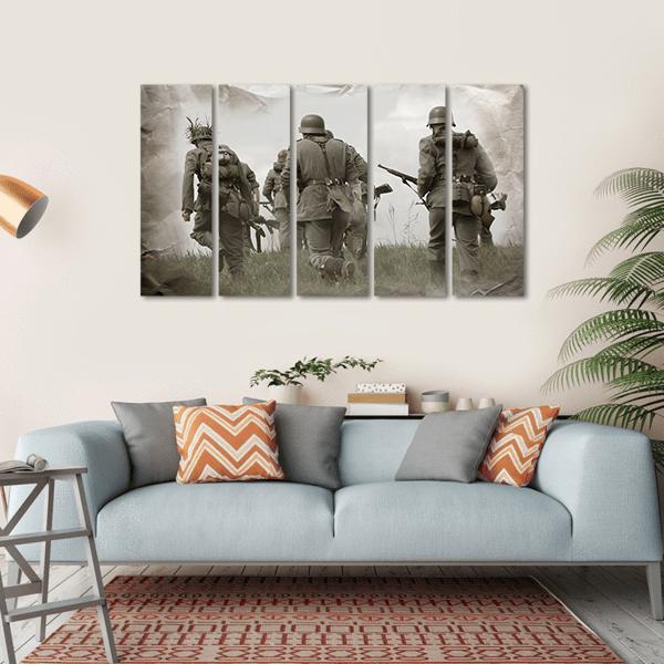 German Soldiers WW2 Reenacting Canvas Wall Art-5 Horizontal-Gallery Wrap-22" x 12"-Tiaracle