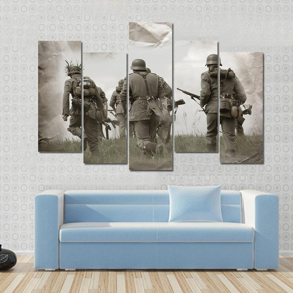 German Soldiers WW2 Reenacting Canvas Wall Art - Tiaracle