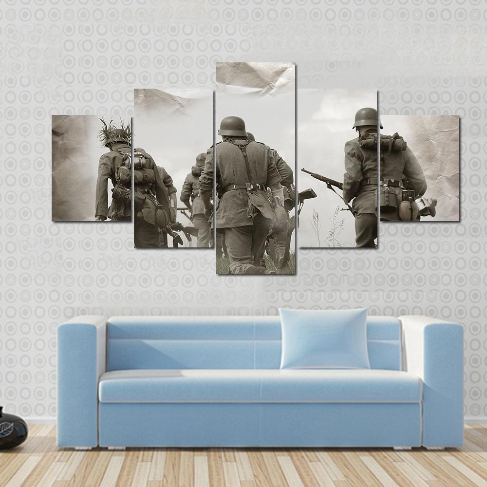 German Soldiers WW2 Reenacting Canvas Wall Art-4 Pop-Gallery Wrap-50" x 32"-Tiaracle