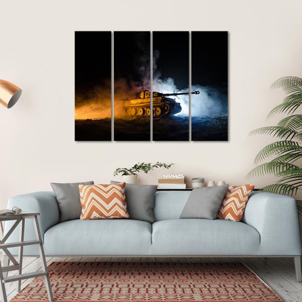 German Tank In Action Canvas Wall Art-4 Horizontal-Gallery Wrap-34" x 24"-Tiaracle