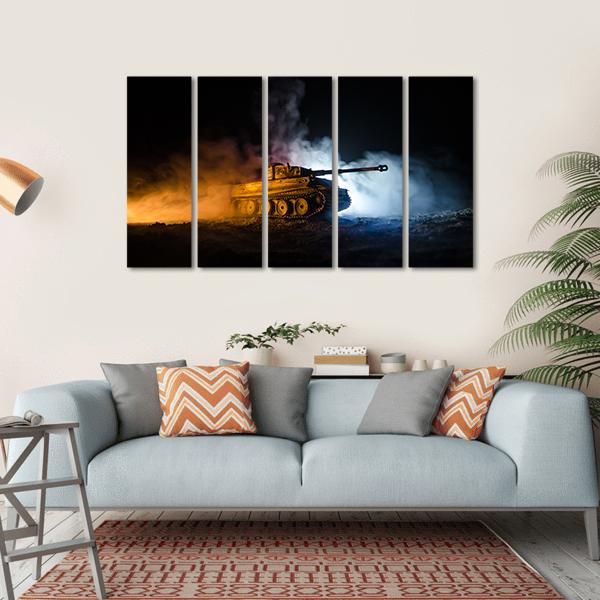 German Tank In Action Canvas Wall Art-5 Horizontal-Gallery Wrap-22" x 12"-Tiaracle
