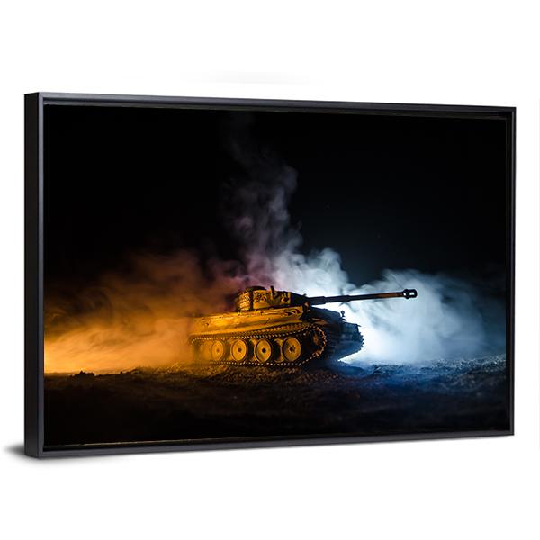 German Tank In Action Canvas Wall Art-3 Horizontal-Gallery Wrap-25" x 16"-Tiaracle