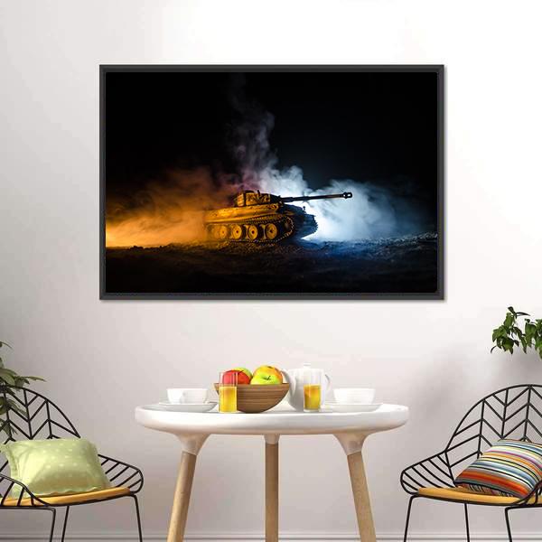 German Tank In Action Canvas Wall Art-3 Horizontal-Gallery Wrap-25" x 16"-Tiaracle