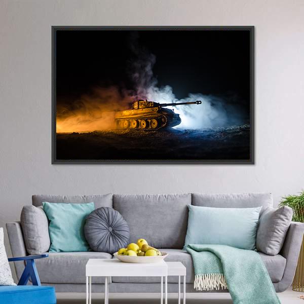 German Tank In Action Canvas Wall Art-5 Horizontal-Gallery Wrap-22" x 12"-Tiaracle