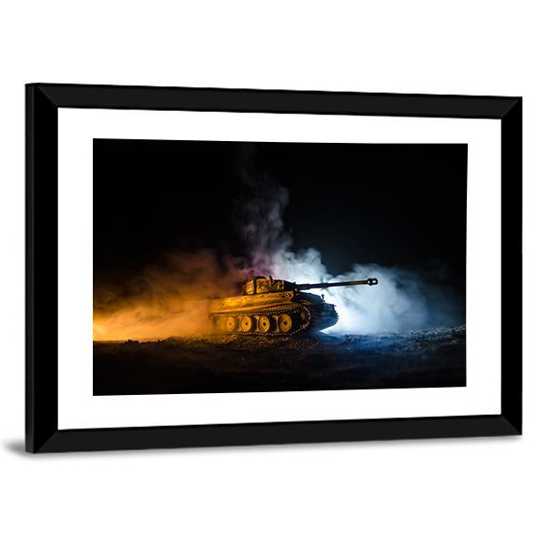German Tank In Action Canvas Wall Art-5 Horizontal-Gallery Wrap-22" x 12"-Tiaracle