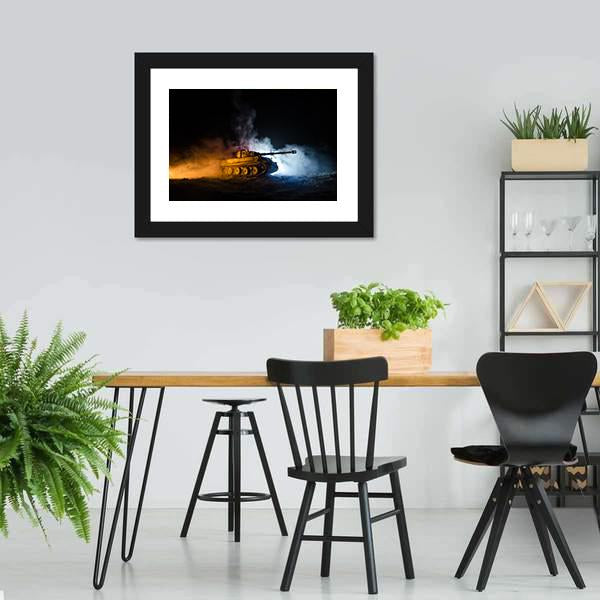 German Tank In Action Canvas Wall Art-5 Horizontal-Gallery Wrap-22" x 12"-Tiaracle