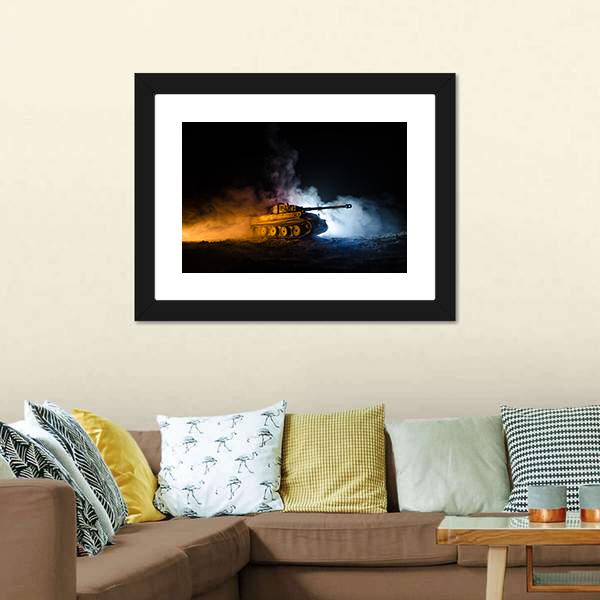 German Tank In Action Canvas Wall Art-5 Horizontal-Gallery Wrap-22" x 12"-Tiaracle